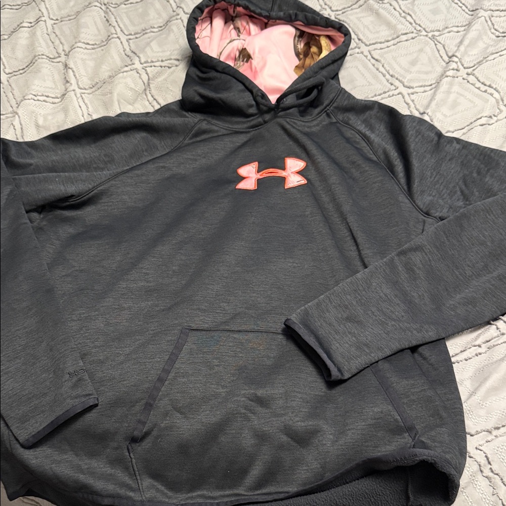 Under Armour Women's Black Hoodie with Pink Logo